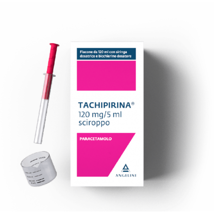 TACHIPIRINA SOSPENSIONE ORALE 120 ML 120 mg/5 ml CON SIRINGA DOSATRICE E BICCHIERINO DOSATORE 