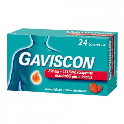 GAVISCON 24 COMPRESSE MASTICABILI GUSTO FRAGOLA 250 mg + 133,5 mg