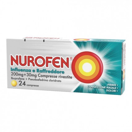 NUROFEN INFLUENZA E RAFFREDDORE 24 COMPRESSE RIVESTITE 200 mg + 30 mg