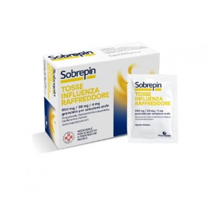 SOBREPIN TOSSE INFLUENZA RAFFREDDORE*orale grat 10 buste 650mg + 20 mg + 4 mg