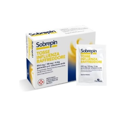 SOBREPIN TOSSE INFLUENZA RAFFREDDORE*orale grat 10 buste 650mg + 20 mg + 4 mg