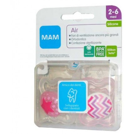 MAM AIR SUCCHIETTO 2-6 MESI SILICONE CONFEZIONE DOPPIA