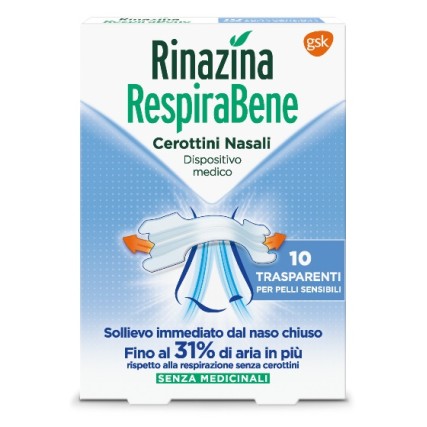 RINAZINA RESPIRABENE CEROTTI NASALI TRASPARENTI CARTON 10 PEZZI