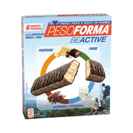 PESOFORMA BEACTIVE BARRETTA CIOCCOLATO BIANCO E NERO 6 PEZZI