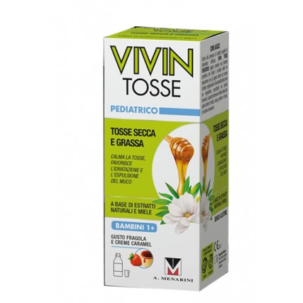 VIVIN TOSSE PEDIATRICO SCIROPPO PER TOSSE SECCA E GRASSA GUSTO FRAGOLA E CREME CARAMEL 150 ML 