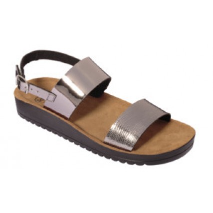 SCARPA CYNTHIA SANDAL MIRROR SYNTHETIC W PEWTER TOMAIA IN SIMILPELLE A SPECCHIO+STAMPATA FODERA IN FELTRO SOTTOPIEDE INPELLE SCAMOSCIATA SUOLA PU 40