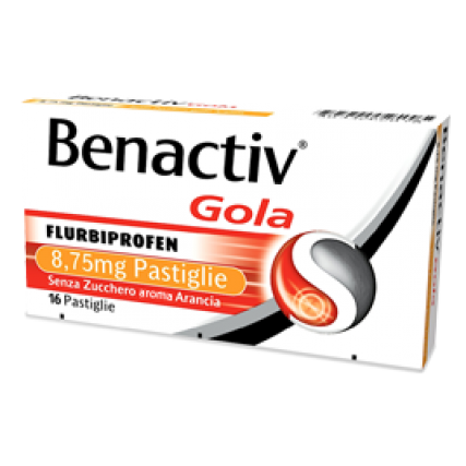 BENACTIV GOLA 16 PASTIGLIE GUSTO ARANCIA SENZA ZUCCHERO 8,75 mg