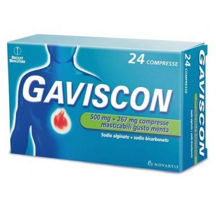 GAVISCON 24 COMPRESSE MASTICABILI GUSTO MENTA 500 mg + 267 mg