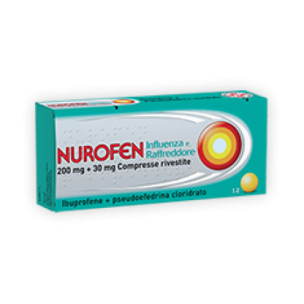 NUROFEN INFLUENZA E RAFFREDDORE 12 COMPRESSE RIVESTITE 200 mg + 30 mg