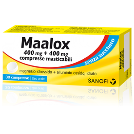 MAALOX 30 COMPRESSE MASTICABILI SENZA ZUCCHERO AROMA LIMONE 400 mg + 400 mg 