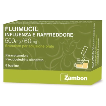 FLUIMUCIL INFLUENZA E RAFFREDDORE*orale 8 bustine 500 mg + 60 mg