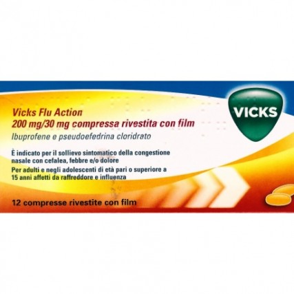 VICKS FLU ACTION 12 COMPRESSE RIVESTITE 200 mg + 30 mg