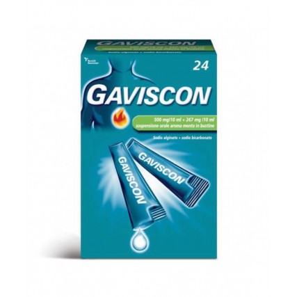 GAVISCON 24 BUSTINE SOSPENSIONE ORALE 500 mg/10 ml + 267 mg/10 ml
