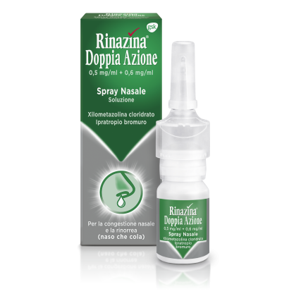 RINAZINA DOPPIA AZIONE SPRAY NASALE 10 ML 0,5 mg/ml + 0,6 mg/ml